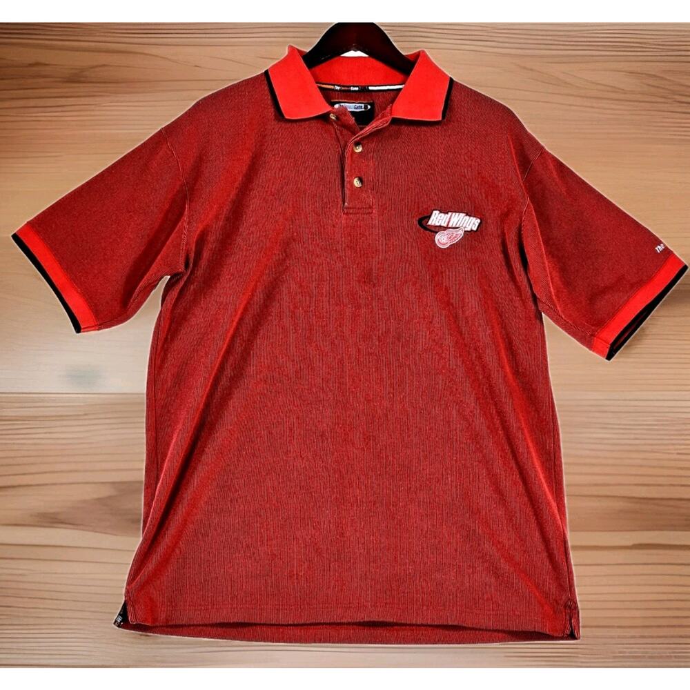 Detroit Red Wings Vintage NHL Polo Shirt Men's Size Medium Red The Coolest Game